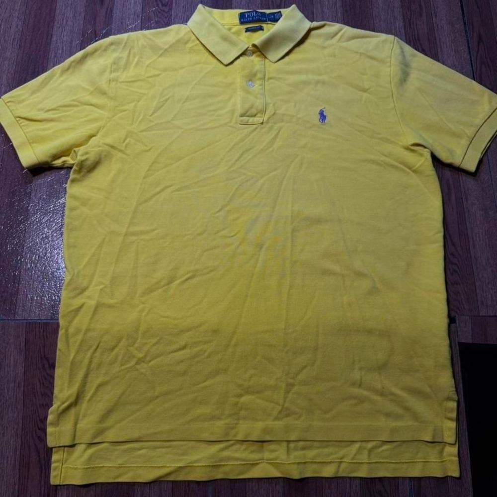 Polo Ralph Lauren Yellow Classic Button Dress Polo Shirt Large